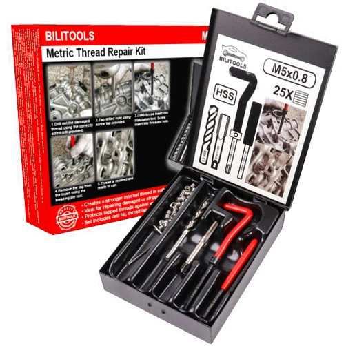 BILITOOLS M5x0.8 Thread Repair Kit, HSS Drill Helicoil Repair Kit Metric