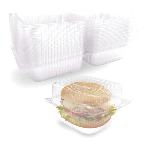 Qyyiguf 50 Pack Disposable Plastic Take out Containers,Clear Clamshell Dessert Container,Square Hinged Food Containers for Salad,Sandwiches,Cake,Hamburger,Pastry,Bakery