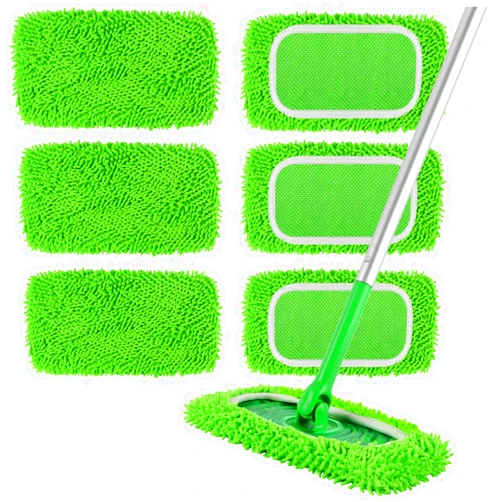 Zehrai 6Pcs Reusable Microfiber Mop Pads Compatible with Swiffer Sweeper Mop, Wet and Dry Flat mop Cover, Replacement Sweeping Mopping pad Refills for Surface/Hardwood Floor Cleaning