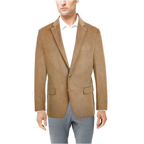 Lauren Ralph Lauren Mens Big & Tall Corduroy Stretch Two-Button Blazer Tan 44S