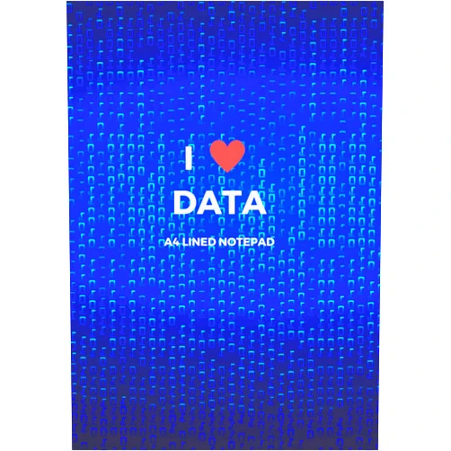 Radish Underground I Love Data A4 Lined Notepad: Blue Binary Pattern Cover