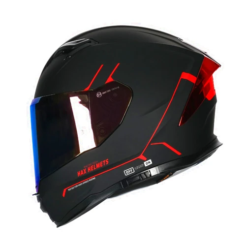 HAX Force Aerodynamic Full Face Helmet for Street & E-Bikes DOT & ECE Certified - Enhanced Dual Visor, Adult Size