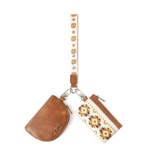 CLUCI Dual Pouch Wristlet Wallet for Women Detachable Keychain Wallet Clutch Zipper Coin Purse
