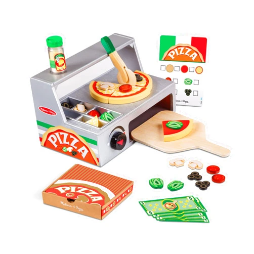 Melissa & Doug Top & Bake Pizza Counter Play Set | Pretend Play | Play Food | 3+ | Gift for Boy or Girl