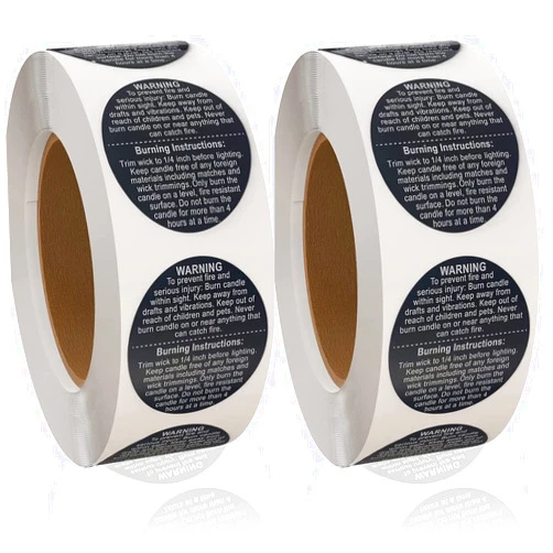 Axe Sickle 1000 Pcs Black Candle Warning Labels 1.5 Inch Waterproof Candle Safety Stickers for DIY Candle Jars Stickers
