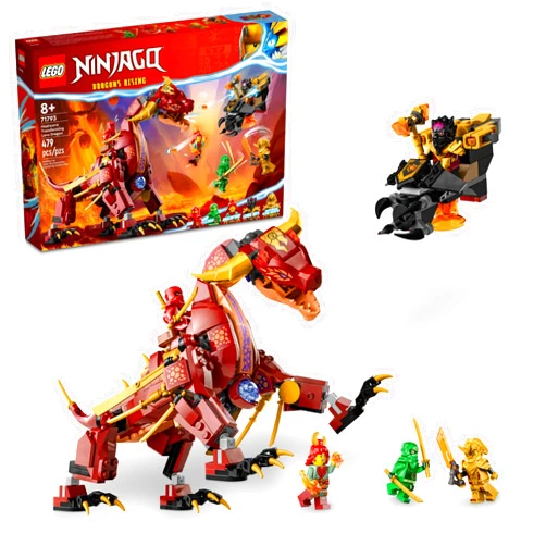 LEGO NINJAGO Heatwave Transforming Lava Dragon 71793 Building Toy Set, Features a Ninja Dragon, a Hovercraft Vehicle and 5 Minifigures, Lava Dragon Toy for Kids Ages 8+ Who Love Ninja Adventures