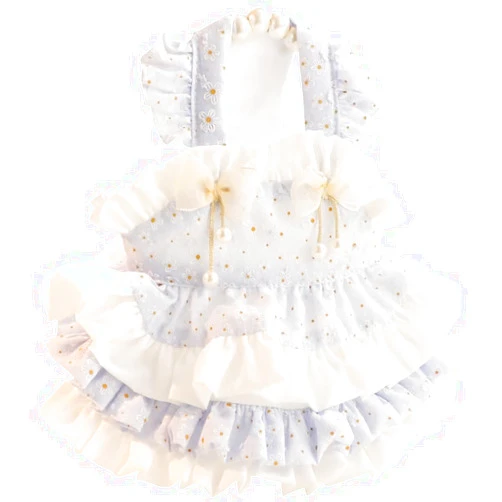 AZA Dog Princess Dresses for Small Dogs Lolita Clothes Flower Puppy Costume Pet Suspenders Girl Cute Bow Lace Coat Cat Floral Outfits Summer Costumes (M,Blue)