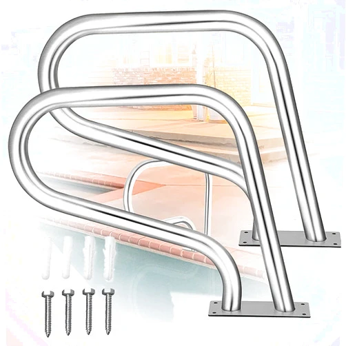 Ontihang Pool Handrails Pool Rail 32x22.5 Premium Stainless Steel Swimming Pool Stair Railing with Easy to Install Base 330lbs Load Capacity Rustproof Handrail
