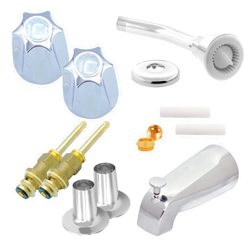 Avalon Plumbing Supply Complete Shower Repair Replacement Kit for Hot and Cold Shower Systems, 2 Hot and Cold Valves, For Remodeling Verve Handles, Easy Installation, Durable Construction, Polished Chrome