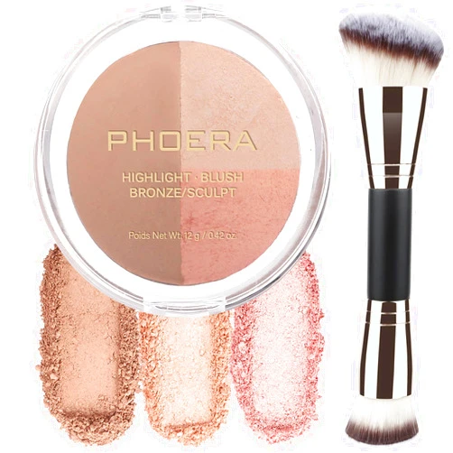 Hilareco PHOERA Contour Palette,Shades with Highlighter & Bronzer & Blush,Non-greasy and Waterproof Contouring Makeup,Easy to Sculpt the Face with Lightweight Makeup (#001)