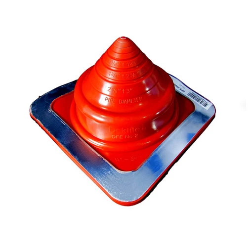 Dektite Premium #2 Red Silicone Metal Roof Pipe Flashing, High Temp, Square Base, Pipe OD 1/4