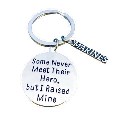 Infinity Collection US Marine Mom - Dad Charm Keychain, Raised Hero Jewelry, United Stated Marine Moms - Dads Gift, Military Mother keychain, Proud Mom