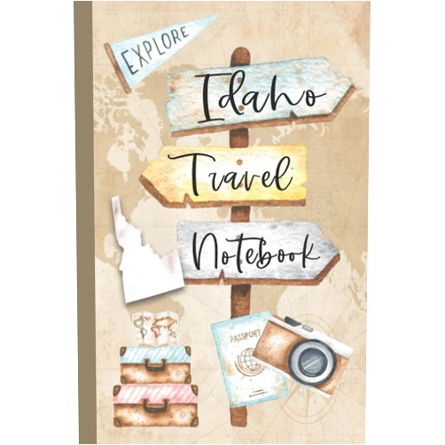 Sue's Awesome Journals Idaho Travel Notebook: Vacation Log Book: Daily Traveling Record Journal, Half Blank, Half Dot Grid 100 Page Adventuring Diary, Gifts for Travelers