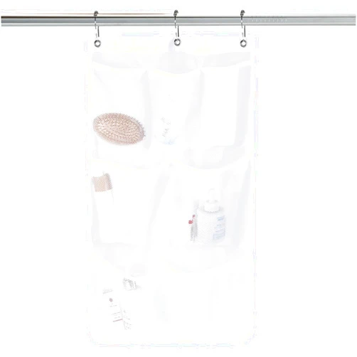 Tucnoeu Mesh Shower Caddy Hanging with 3pcs Adhesive Hooks and 3pcs Metal Loop Hangers, 7 Pockets Shower Hanging Organizer with Quick Drying Mesh,for Shampoo, Soap, White