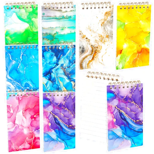 Koogel 8PCS Spiral Pocket Notebooks, 3x5 Mini Notepads College Ruled Notebooks Marble Design for Women Gift Office School Supplies