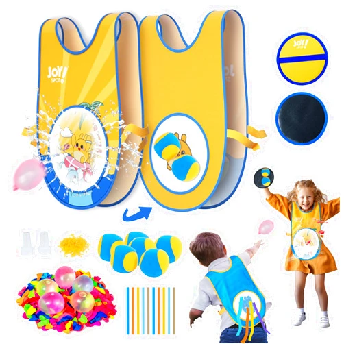 JOY SPOT! Stick Ball Vest Dodgeball Game, Catch Tail Game Belt, Water Balloons, Kids Changing Dodge Tag Game Throwing Balls, Splash Fights for Swimming Pool Backyard Outdoor Indoor Party Favors