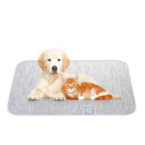 Rywell Pet Reusable Bed Pad Summer Cooling Dogs Mat with Humidity indicator card, Super Absorption Non-toxic Traning Mats Machine Washable & Portable, Indoors & Outdoors - S Grey