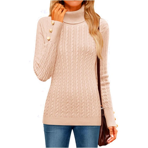 ZESICA Women's Turtleneck Cable Knit Spring Winter Long Sleeve Pullover Sweaters