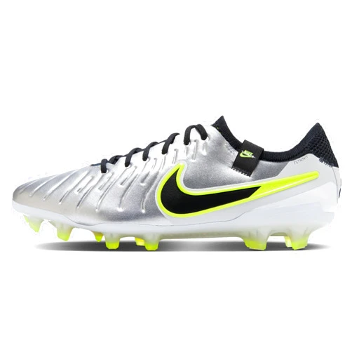 Nike Tiempo Legend 10 Elite Firm-Ground Low-Top Soccer Cleats (DV4328-001, Metallic Silver/Volt/Black)