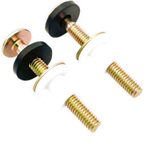 BOETOADG 2Pcs Universal Toilet Seat Bolt and Screw Set, Heavy Duty Toilet Seat Hinge Bolts with White Plastic Nuts, Metal and Rubber Washers, Replacement Parts for Top Mount Toilet Seat Hinge