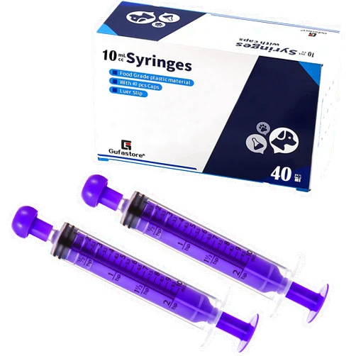 Gufastore 40pcs 10ml Syringes with Caps for Industry Lab Pet feeding (Purple)