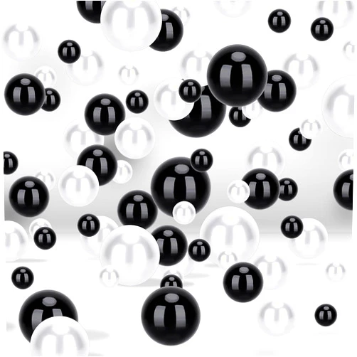 SUREAM 500 Pcs Floating NO Hole Pearls and 2300 Pieces Clear Water Gels, Water Beads for Vases, Floating Beads for Centerpiece Home Weddings Table Party Birthday Decor 8/14/20mm(Black&White Color)