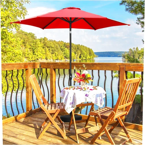 Bed Bath & Beyond Autlaycil 9ft Patio Outdoor Patio umbrella With Push-Button Tilt & Crank Red