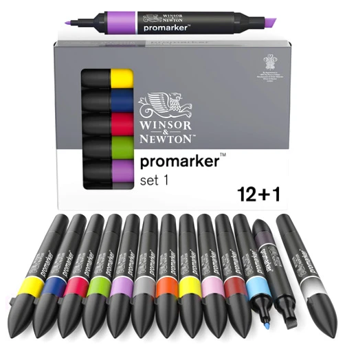 Winsor & Newton ProMarker Set, 12 Count, Essential Colors #1