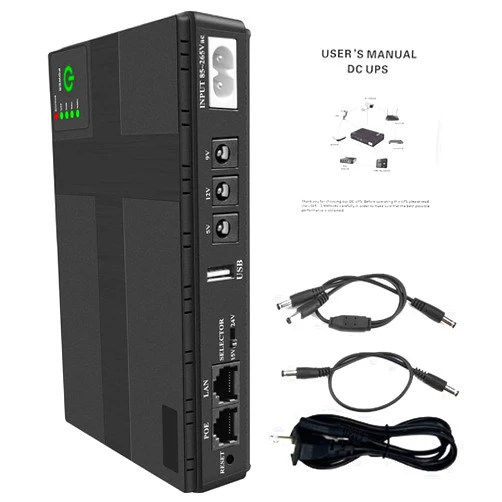 Zomanon Mini UPS Battery Backup for LED Light WiFi Camera Router Modems Speaker 10400mAh UPS Uninterruptible Power Supply 5V 9V 12V (Black)