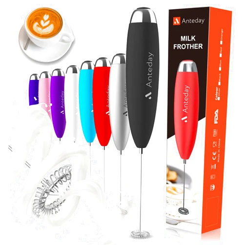 Anteday Electric Milk Frother Handheld, Frother Wand for Coffee, Battery Operated (Not included) Drink Mixer Matcha Whisk, Foam Maker for, Frappe Hot Chocolate, Cappuccino, Lattes