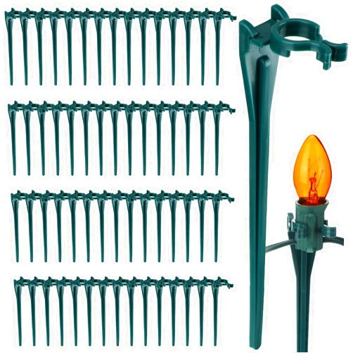 Chunful 120 Pcs Christmas Light Stake 5.5 Inch Yard Lawn Stakes for C7 C9 String Lights Universal Christmas Lights Lawn Stakes Ground Stakes for Xmas Outdoor Garden Patio Path Decorations (Green)