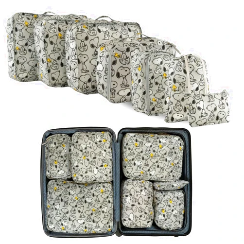 Franco Peanuts Snoopy Beauty 7 Piece Soft Storage Organization Packing Cubes Travel Set (Officially Licensed Product) By Franco Collectibles