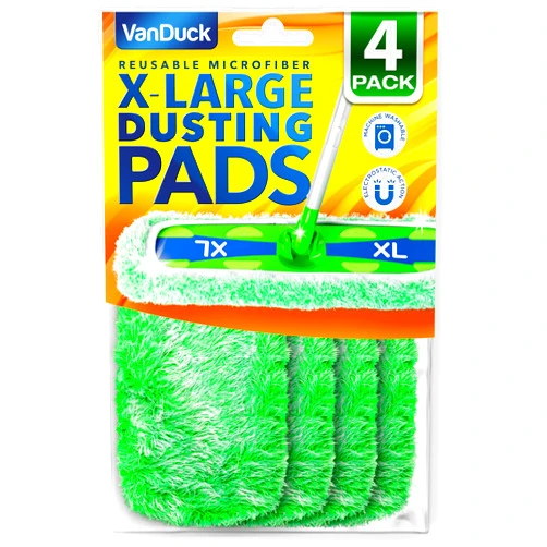 VanDuck X-Large Dust Mop Refill for XL (4-Pack) - Microfiber Pet Heavy Duty Dry Sweeping Refills - Reusable Mop Pad