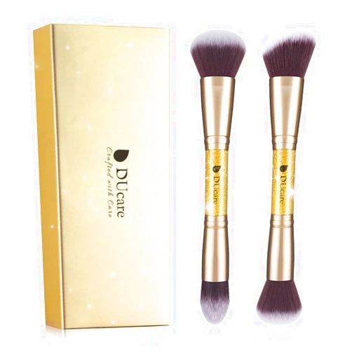 DUcare Makeup Brushes Duo End Foundation Powder Buffer and Contour Brush Synthetic Cosmetic Tools 2Pcs
