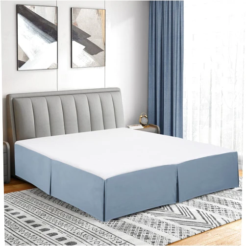 Cathay Home Double Brushed Microfiber Pleated Easy Fit Bed Skirt, Ultra Soft, Fade and Wrinkle Resistant - Blue Fog, Twin