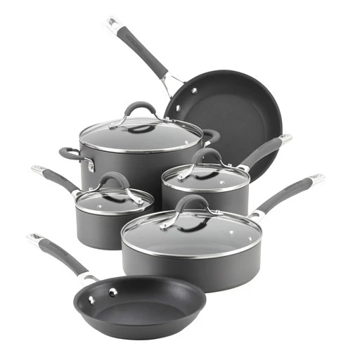 Circulon 83903 Radiance Hard Anodized Nonstick Cookware Pots and Pans Set, 10 Piece, Gray