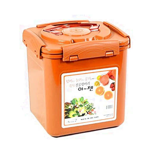 E-Jen Premium Kimchi, Sauerkraut Container Probiotic Fermentation with Inner Vacuum Lid (Earthenware Brown, 1.6 gal/ 6.4L) Earthenware Brown 1.6 gal/ 6.4L