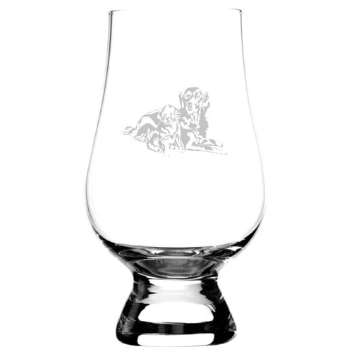 Etched Laser Art Golden Retriever Mother with Puppy Dog Personalized Etched 6.5oz Whisky Glass Compatible with The Glencairn Glass Accessories