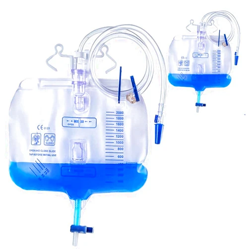 DAWUSONG 2 Pack 2000ml Leak Proof Urinary Drainage Bags Overnight Anti Reflux Catheter Bags with 48” Drainage Tube and Cross-Shaped Drainage Valve