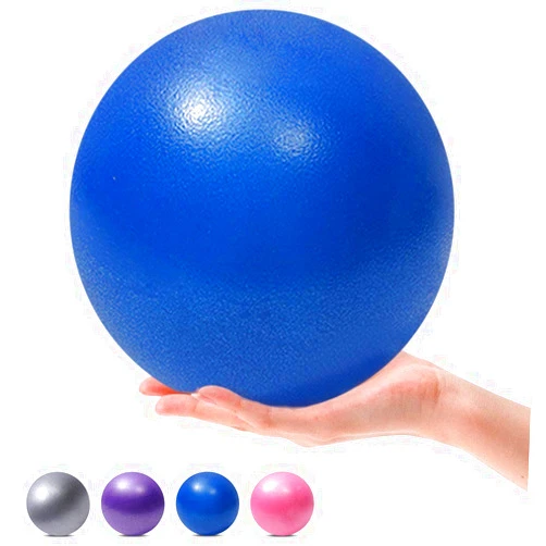 MOMPLUS 9 Inch Exercise Pilates Mini Yoga Balls Barre for Home Stability Squishy Training Physical Therapy Improves Balance with Inflatable Straw(Blue)