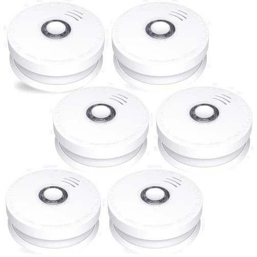 Andyssey Smoke Detector, Andyssey Fire Alarms Smoke Detectors 9V Replaceable Battery Operated Photoelectric Smoke Alarms with Low Battery Warning, UL Listed Fire Detector for Home, 6 Packs