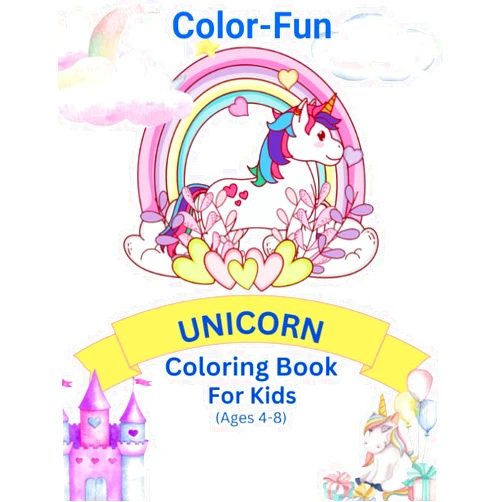 Samsaj Olivia Color-Fun Unicorn Coloring Book: For Kids (Ages 4-8): Beautiful Unique Illustrations, Activity Book, Stress Relieving, Unicorn Gifts for Girls, Easy, Learning with Fun, Coloring Books for Kids