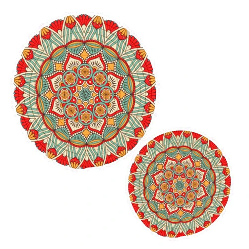 QwThum Trivets for Hot Dishes, Pots and Pans Potholders Woven Trivet Cotton Round Large Pot Holder Decor Heat Resistant Hot Pads Mat for Table Counter Cooking Potholder Set of 2 (7in + 9in) Mandala
