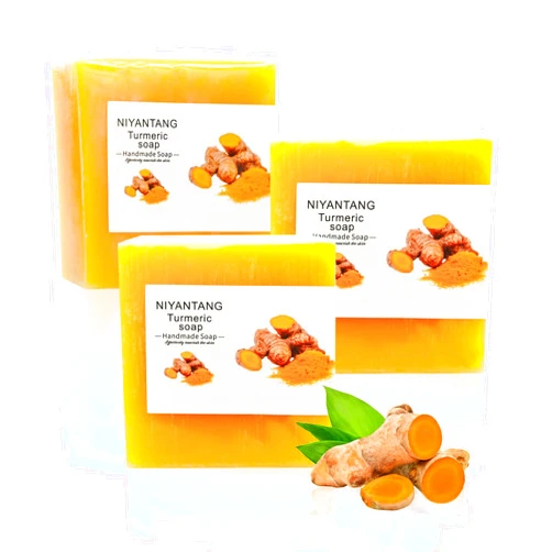 Shibarcle 3 PCS Turmeric Soap Bar, Natural Bar Soap for Face & Body, Handmade Tumeric Soap with Coconut Oil, Cleanse Skin, Moisturizing & Soothing Gentle Cleanser Soap for All Skin Types