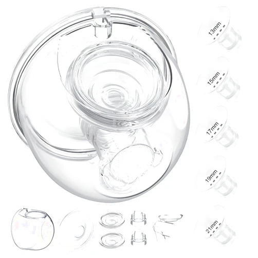 JIMOWANG Wearable Breast Pump Milk Collector Cup Accessories,Compatible with 24mm TSRETE/kmaier/eulumap/Momcozy S9/S12 Wearable Breast Pump,Upgrade Duckbill Valve with Free Rotation,Extra 5pcs Flange Inserts
