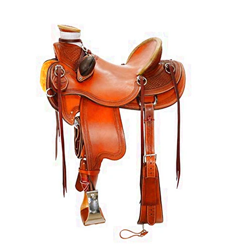 Generic Horse Saddlery IMPEX Youth Child Wade Tree A Fork Premium Western Leather Roping Ranch Work Bucking Rolls are Attached Pony Kids Miniature Horse Saddle, Size 10