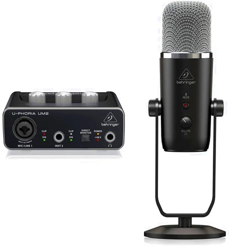 Behringer U-Phoria UM2 USB Audio Interface with BIGFOOT All-In-One USB Studio Condenser Microphone