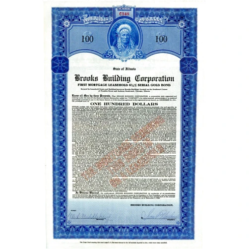 Brooks Building Corporation - $100 Bond