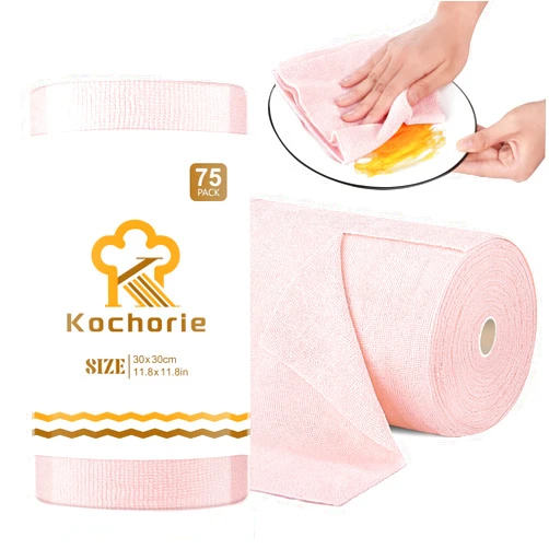 Kochorie 75 Pack Microfiber Cleaning Cloth Roll Reusable Tear Away Microfiber Towels for Cars 11.8