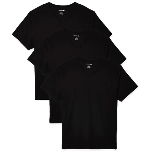 Lacoste Men's Essentials 3 Pack 100% Cotton Slim Fit V-Neck T-Shirts